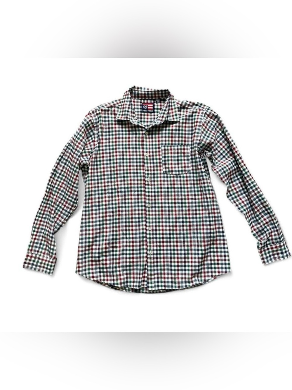 Phat Farm Men's Red Green White Check Button-Down Shirt